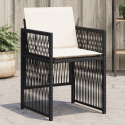 Chaises de jardin lot de 4 avec coussins noir résine tressée 