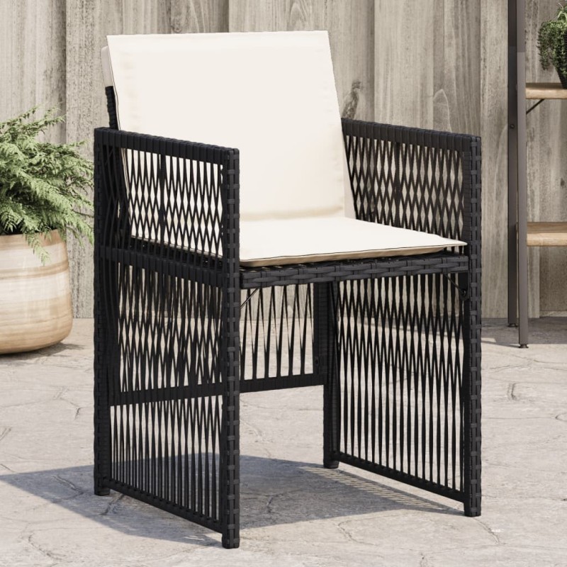 Chaises de jardin lot de 4 avec coussins noir résine tressée 