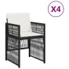 Chaises de jardin lot de 4 avec coussins noir résine tressée 
