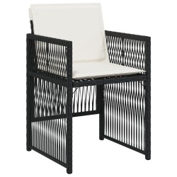 Chaises de jardin lot de 4 avec coussins noir résine tressée 
