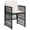 Chaises de jardin lot de 4 avec coussins noir résine tressée 