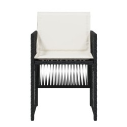 Chaises de jardin lot de 4 avec coussins noir résine tressée 