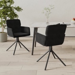Chaises pivotantes à manger lot de 2 Noir Velours 