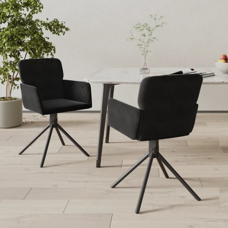 Chaises pivotantes à manger lot de 2 Noir Velours 