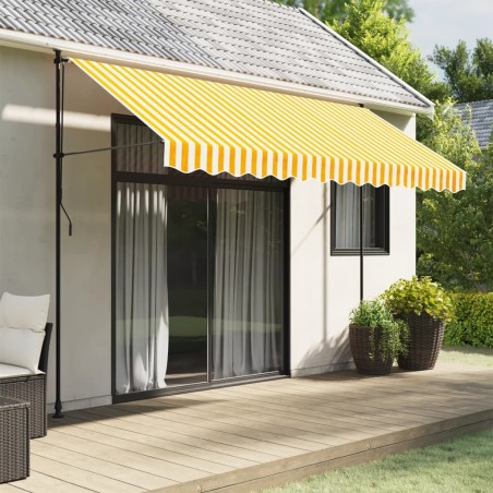 Tissu de remplacement de cantonnière d’auvent jaune blanc 3,5 m 