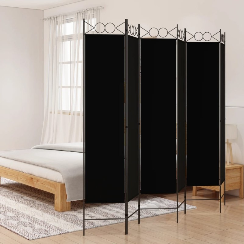 Cloison de séparation 6 panneaux Noir 240x200 cm Tissu 
