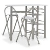 Ensemble de bar avec étagères 3 pcs Bois et acier Blanc 