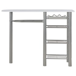 Ensemble de bar avec étagères 3 pcs Bois et acier Blanc 
