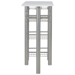 Ensemble de bar avec étagères 3 pcs Bois et acier Blanc 