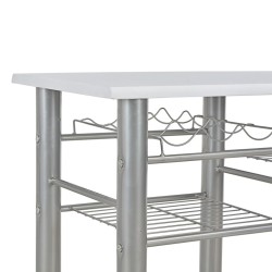 Ensemble de bar avec étagères 3 pcs Bois et acier Blanc 