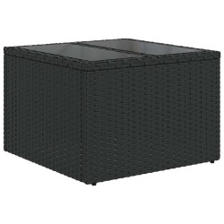 Salon de jardin 7 pcs avec coussins noir résine tressée 