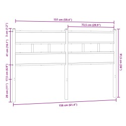 Tête de lit chêne marron 150 cm acier et bois d'ingénierie 