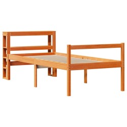 Cadre de lit avec tête de lit sans matelas cire marron 75x190cm 