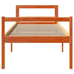 Cadre de lit avec tête de lit sans matelas cire marron 75x190cm 