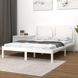 Cadre de lit sans matelas blanc 150x200 cm bois massif 