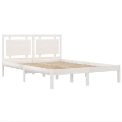 Cadre de lit sans matelas blanc 150x200 cm bois massif 