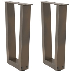 Pieds de table basse en forme de V, 2 pièces, acier naturel, 38 x (42-43,3) cm 