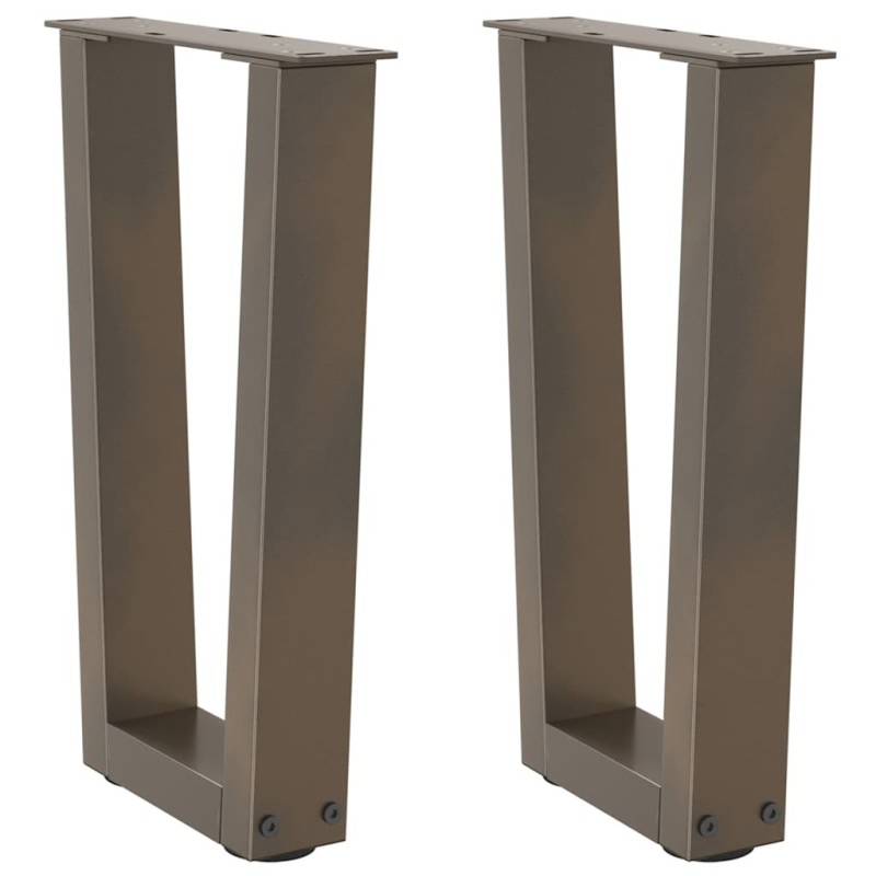 Pieds de table basse en forme de V, 2 pièces, acier naturel, 38 x (42-43,3) cm 