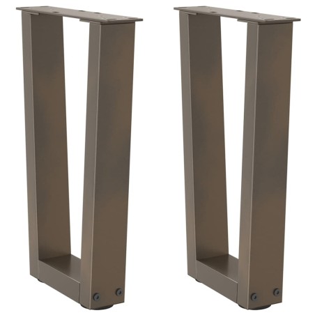 Pieds de table basse en forme de V, 2 pièces, acier naturel, 38 x (42-43,3) cm 