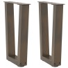 Pieds de table basse en forme de V, 2 pièces, acier naturel, 38 x (42-43,3) cm 