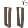 Pieds de table basse en forme de V, 2 pièces, acier naturel, 38 x (42-43,3) cm 