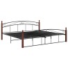 Cadre de lit sans matelas noir métal bois chêne 200x200 cm 