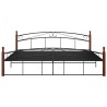 Cadre de lit sans matelas noir métal bois chêne 200x200 cm 