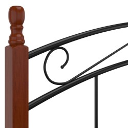 Cadre de lit sans matelas noir métal bois chêne 200x200 cm 