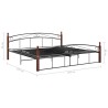 Cadre de lit sans matelas noir métal bois chêne 200x200 cm 