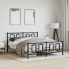Cadre de lit métal sans matelas avec pied de lit noir 160x200cm 