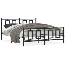 Cadre de lit métal sans matelas avec pied de lit noir 160x200cm 