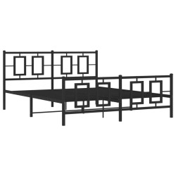 Cadre de lit métal sans matelas avec pied de lit noir 160x200cm 