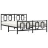 Cadre de lit métal sans matelas avec pied de lit noir 160x200cm 