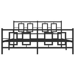 Cadre de lit métal sans matelas avec pied de lit noir 160x200cm 