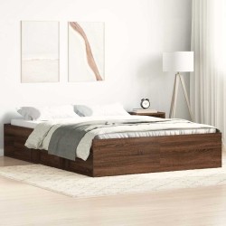 Cadre de lit chêne marron 135x190 cm double 