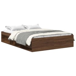 Cadre de lit chêne marron 135x190 cm double 