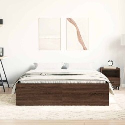 Cadre de lit chêne marron 135x190 cm double 
