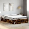 Cadre de lit avec tiroirs sans matelas chêne fumé 160x200 cm 