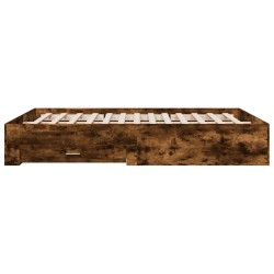 Cadre de lit avec tiroirs sans matelas chêne fumé 160x200 cm 