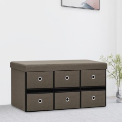 Banc de rangement pliable Marron 76x38x38 cm Faux lin 