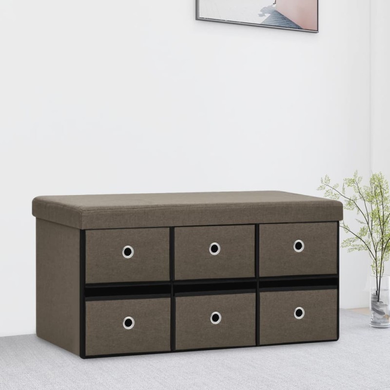 Banc de rangement pliable Marron 76x38x38 cm Faux lin Banc de rangement pliable Marron 76x38x38 cm Faux lin