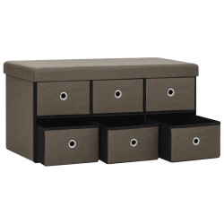 Banc de rangement pliable Marron 76x38x38 cm Faux lin 