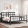 Cadre de lit sans matelas gris bois de pin massif 