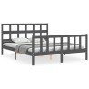 Cadre de lit sans matelas gris bois de pin massif 