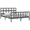 Cadre de lit sans matelas gris bois de pin massif 