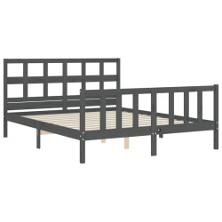 Cadre de lit sans matelas gris bois de pin massif 