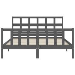 Cadre de lit sans matelas gris bois de pin massif 
