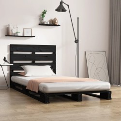 Cadre de lit sans matelas noir 75x190 cm bois de pin massif 