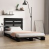 Cadre de lit sans matelas noir 75x190 cm bois de pin massif 