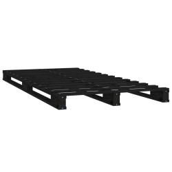 Cadre de lit sans matelas noir 75x190 cm bois de pin massif 